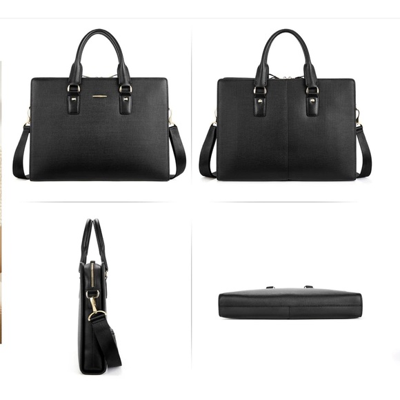 BOSTANTEN Black Leather Briefcase/Laptop/Business Bag NWOT - Picture 6 of 16